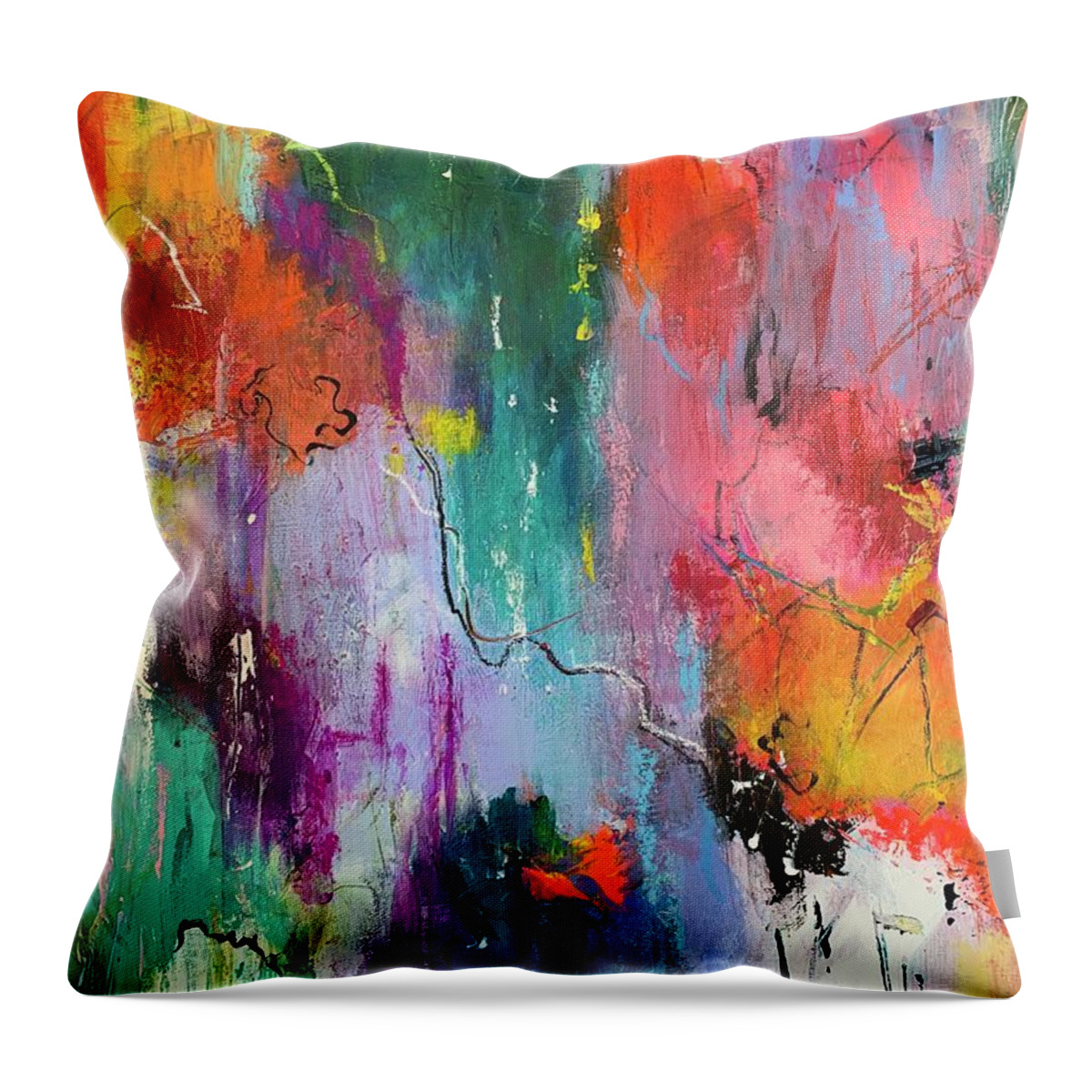 Bright Throw Pillow featuring the painting Shes A Rainbow by Bonny Butler
