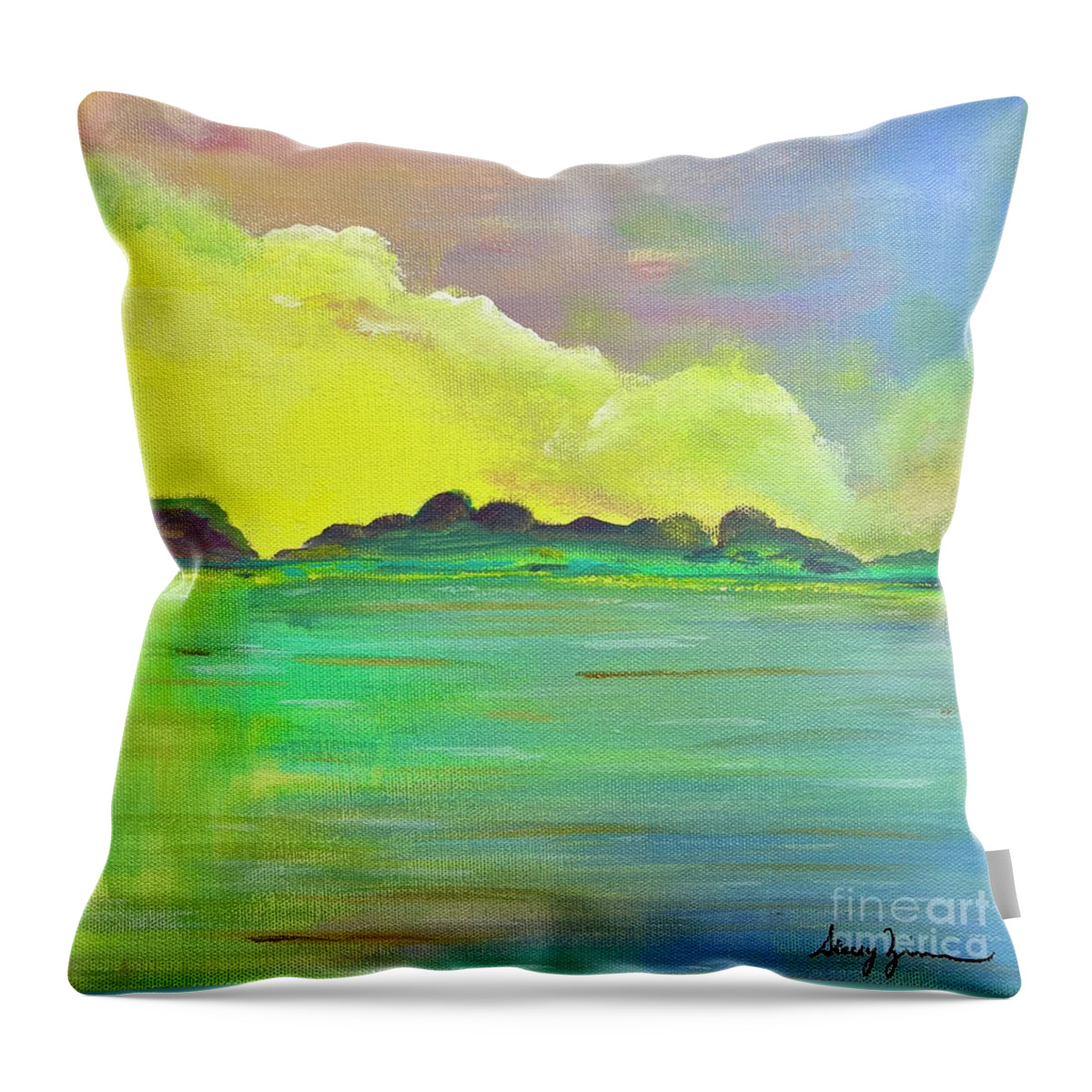 Sun Throw Pillow featuring the painting Shine on Me by Stacey Zimmerman