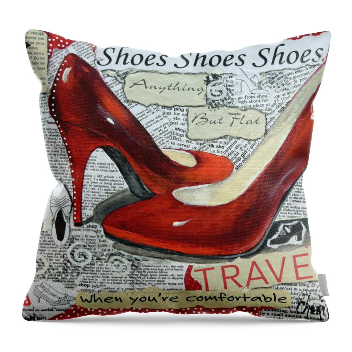 Shoes Throw Pillow featuring the painting Shoes Shoes Shoes by Cheri Wollenberg