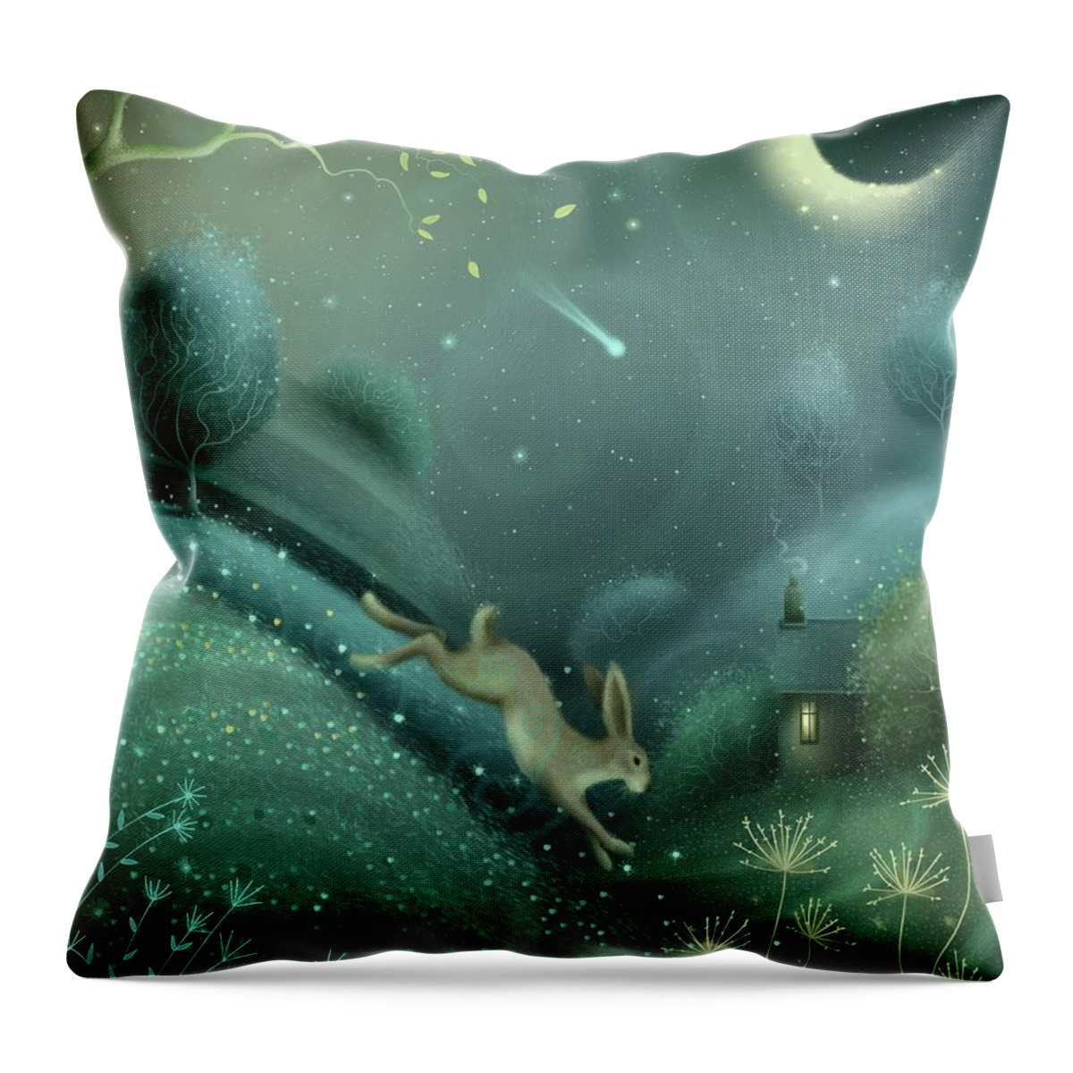 Solstice Throw Pillow featuring the painting Shooting Star by Joe Gilronan