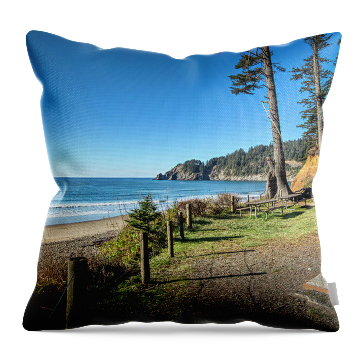 Short Sands Beach Oswald West State Park Oregon Coast Throw Pillow featuring the photograph Short Sands Beach Oswald West State Park Oregon Coast by Dustin K Ryan