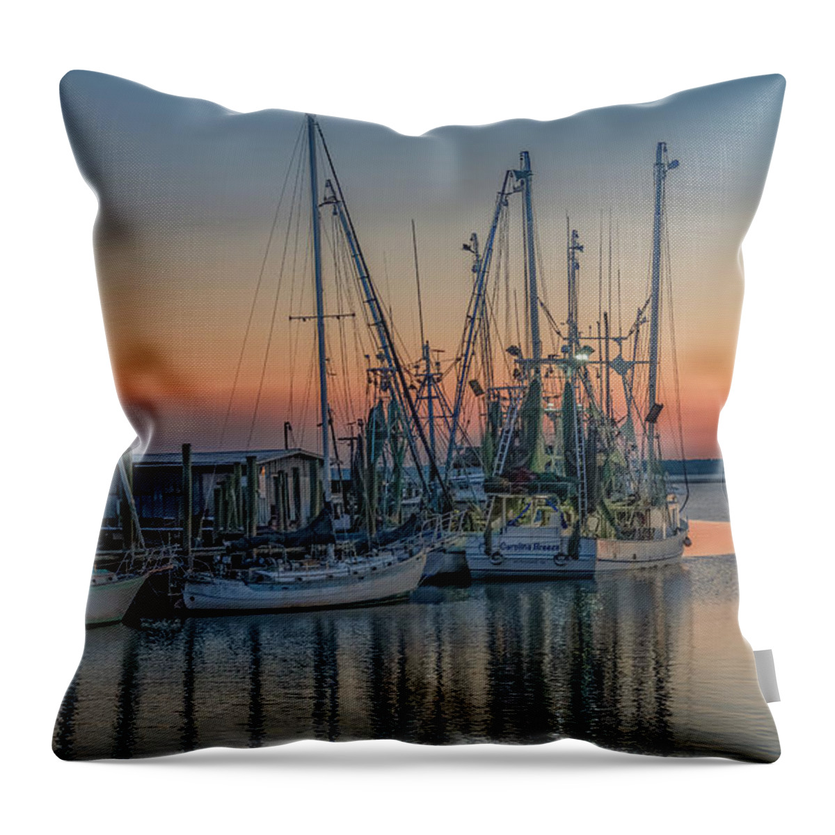 Charleston Throw Pillow featuring the photograph Shrimpers Rest, Charleston by Marcy Wielfaert