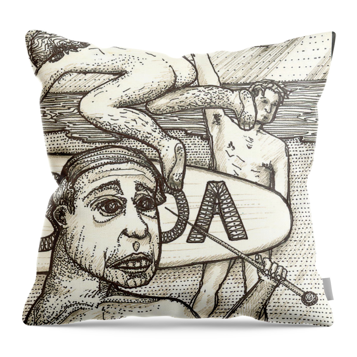 Aids Throw Pillow featuring the drawing Sida by Matthew Lazure