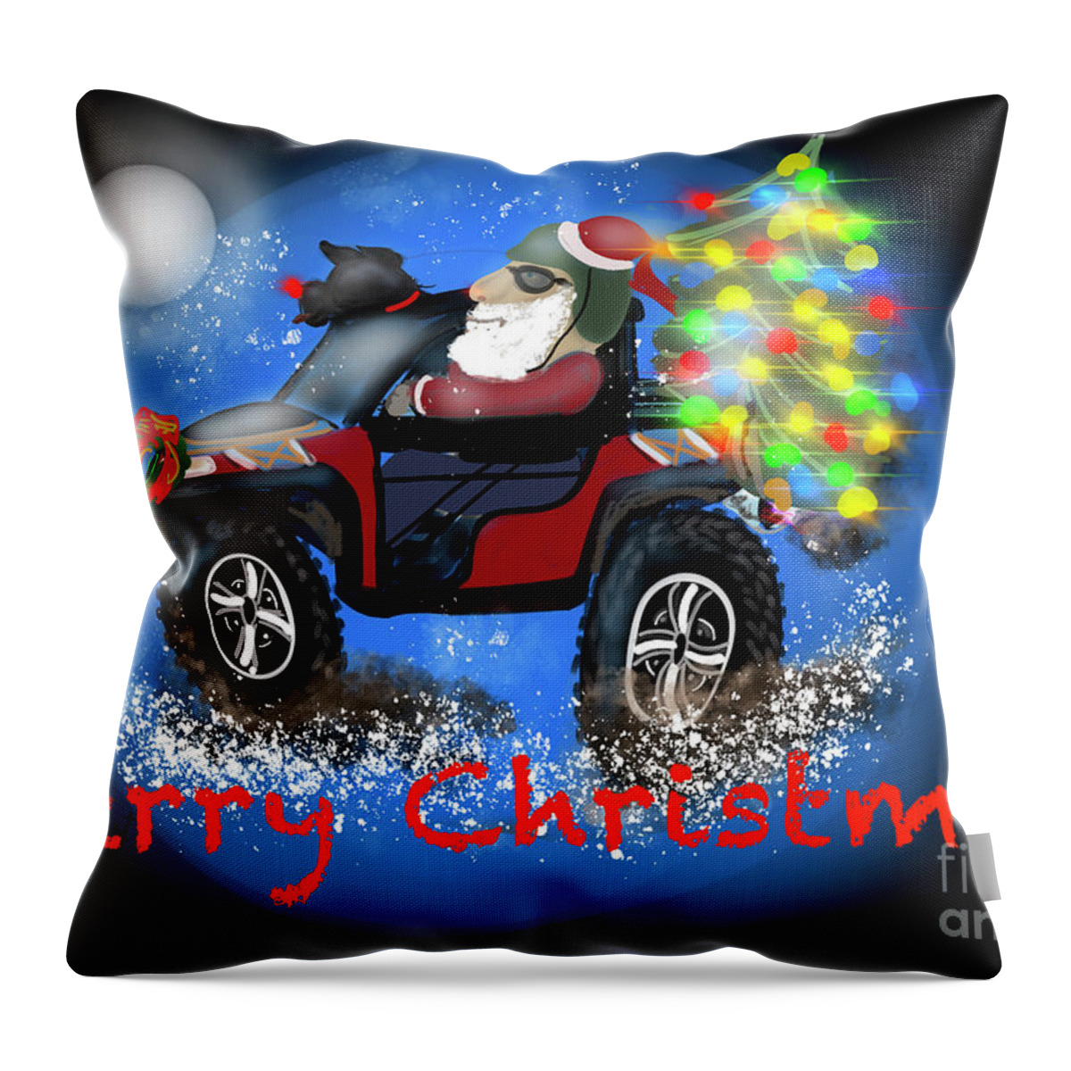 Off Road Throw Pillow featuring the digital art Side by Side Santa by Doug Gist