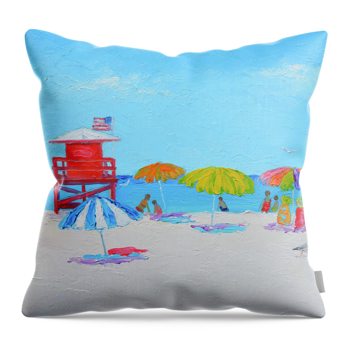 Siesta Beach Throw Pillow featuring the painting Siesta Beach Florida, beach impression by Jan Matson