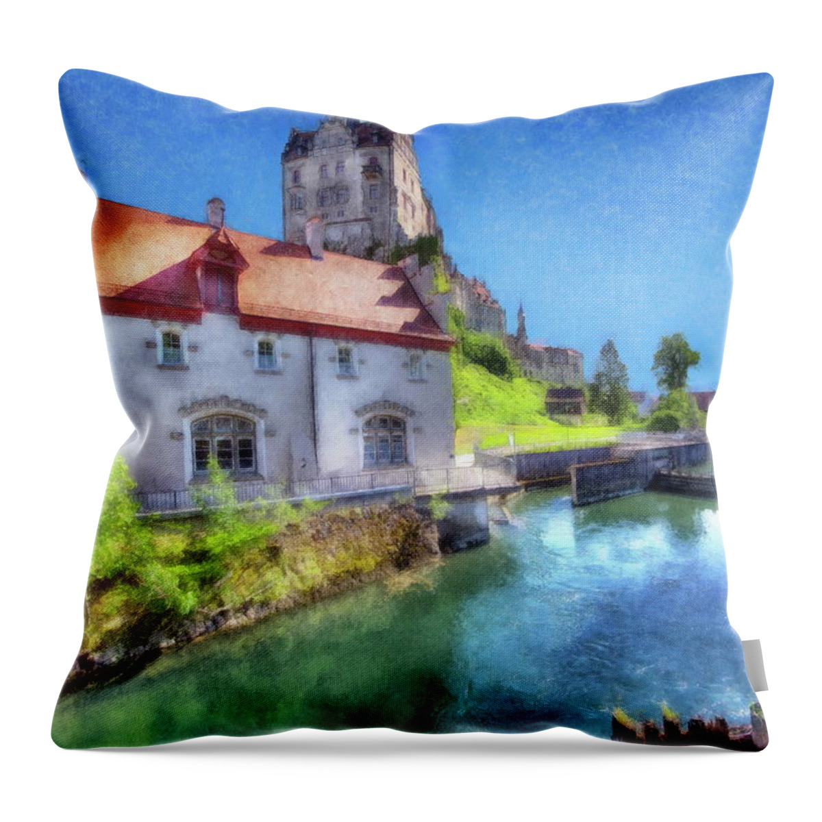 Sigmaringen Castle Throw Pillow featuring the digital art Sigmaringen Castle by Jerzy Czyz