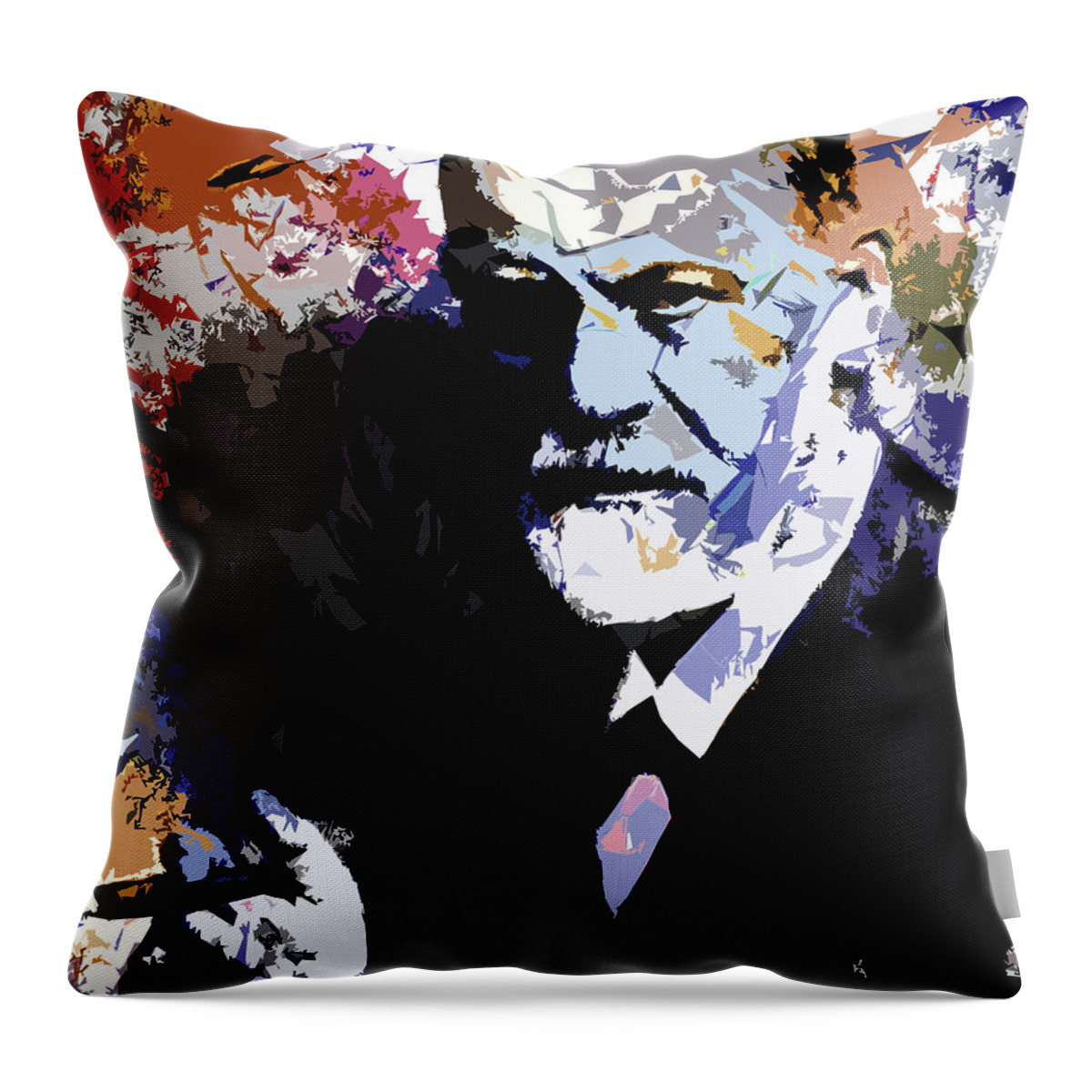 Sigmund Throw Pillow featuring the digital art Sigmund Freud psychedelic portrait by Movie World Posters