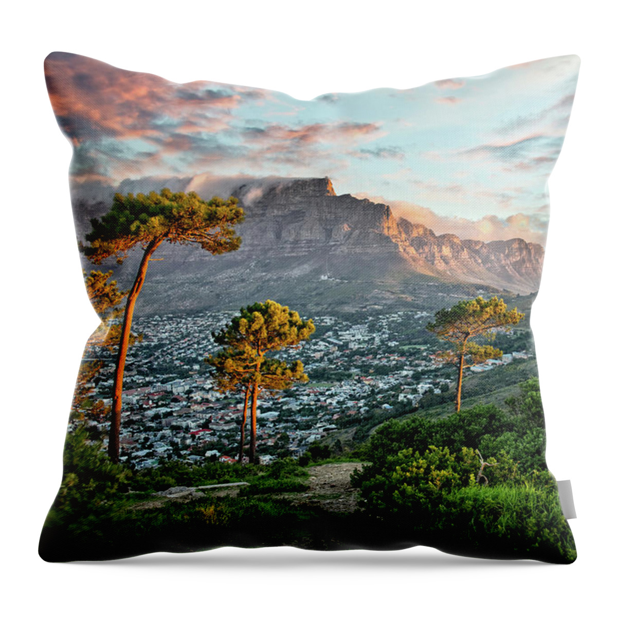 Cape Town Throw Pillow featuring the photograph Signal Hill in Cape Town, South Africa by Delphimages Photo Creations
