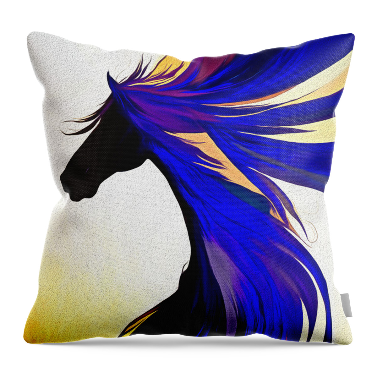 Horse Throw Pillow featuring the digital art Silhouette Design of Horse Magic - There is a Horse Of Course. by OLena Art by Lena Owens - Vibrant DESIGN