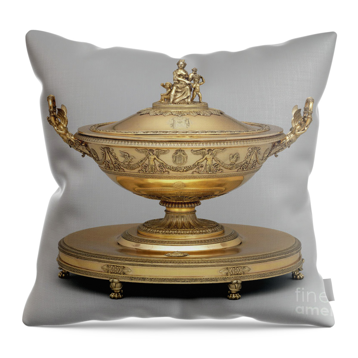 1790s Throw Pillow featuring the photograph Silver Gilt Tureen by Granger