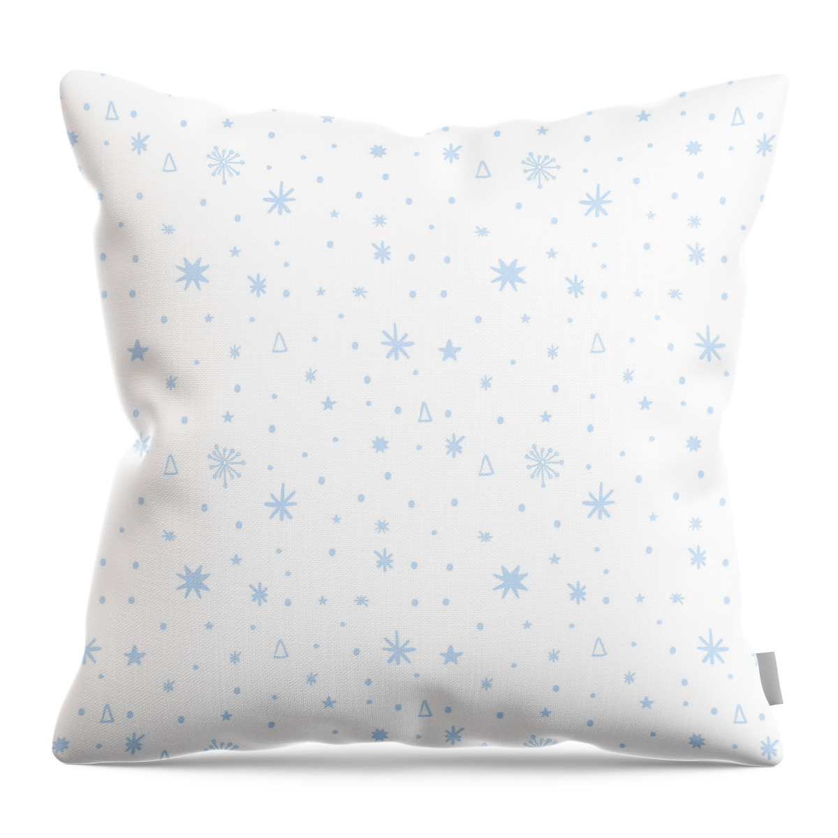 Stars Throw Pillow featuring the painting Simple Stars and Snow Pattern - Art by Jen Montgomery by Jen Montgomery