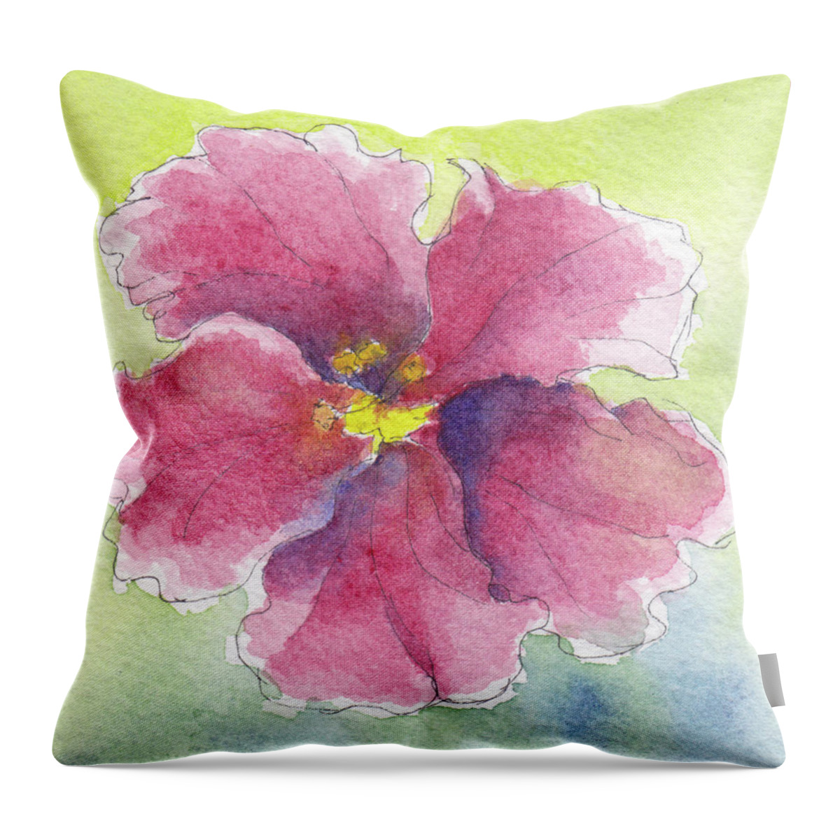 Hibiscus Throw Pillow featuring the painting Simply Red by Anne Katzeff