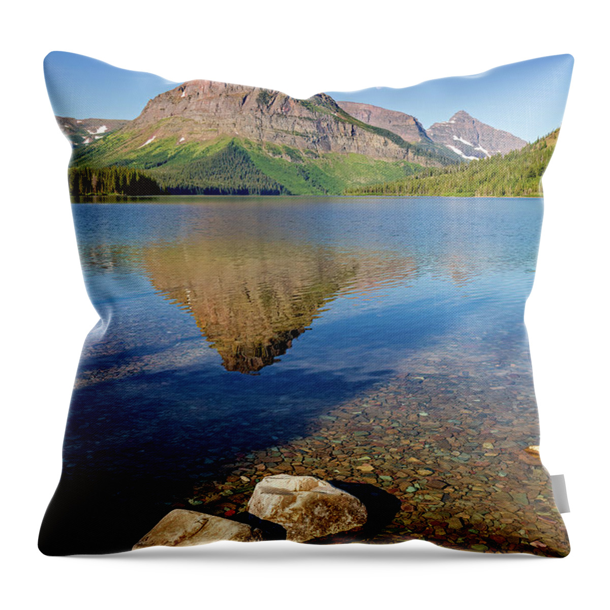 Glacier National Park Throw Pillow featuring the photograph Sinopah Mountain by Jack Bell
