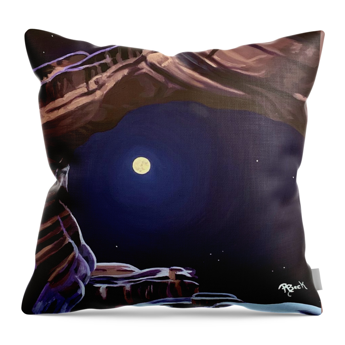 Natural Bridges Throw Pillow featuring the painting Sipapu Bridge by Rachel Suzanne Beck