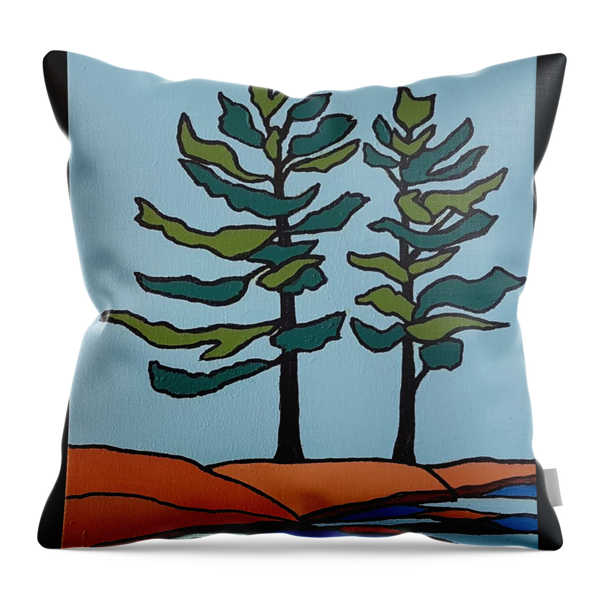 Landscape Throw Pillow featuring the painting Sisters by Petra Burgmann