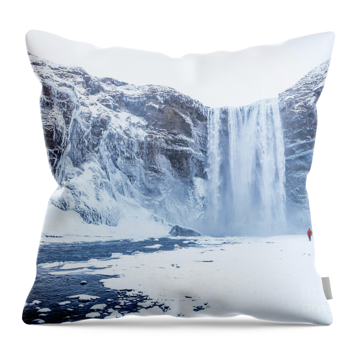 Skogafoss Throw Pillow featuring the photograph Skogafoss waterfall, Iceland by Neale And Judith Clark