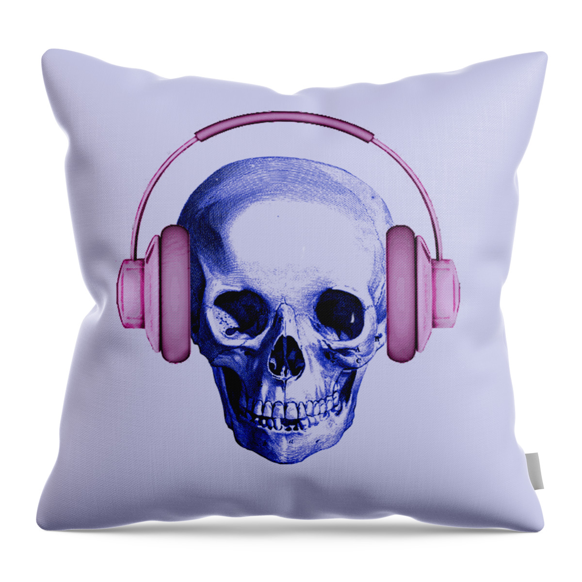 Skull Throw Pillow featuring the digital art Skull deejay by Madame Memento