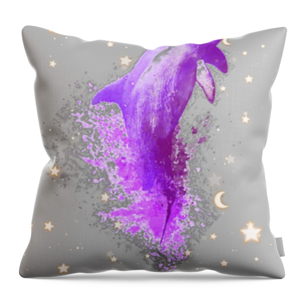 Sky Throw Pillow featuring the digital art SkY Dolphin Stars by Auranatura Art