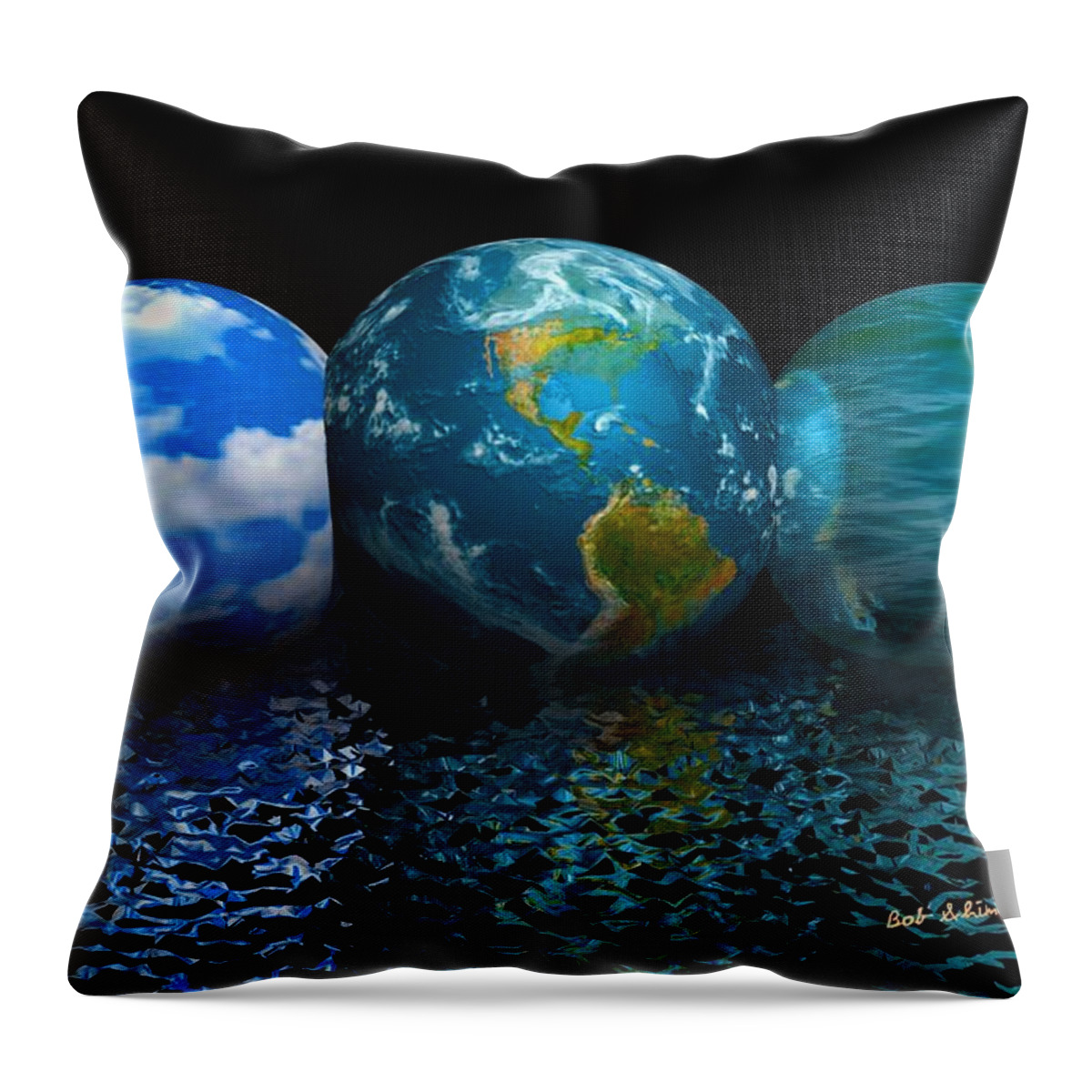 Digital Abstract Throw Pillow featuring the digital art Sky, Earth, Sky by Bob Shimer
