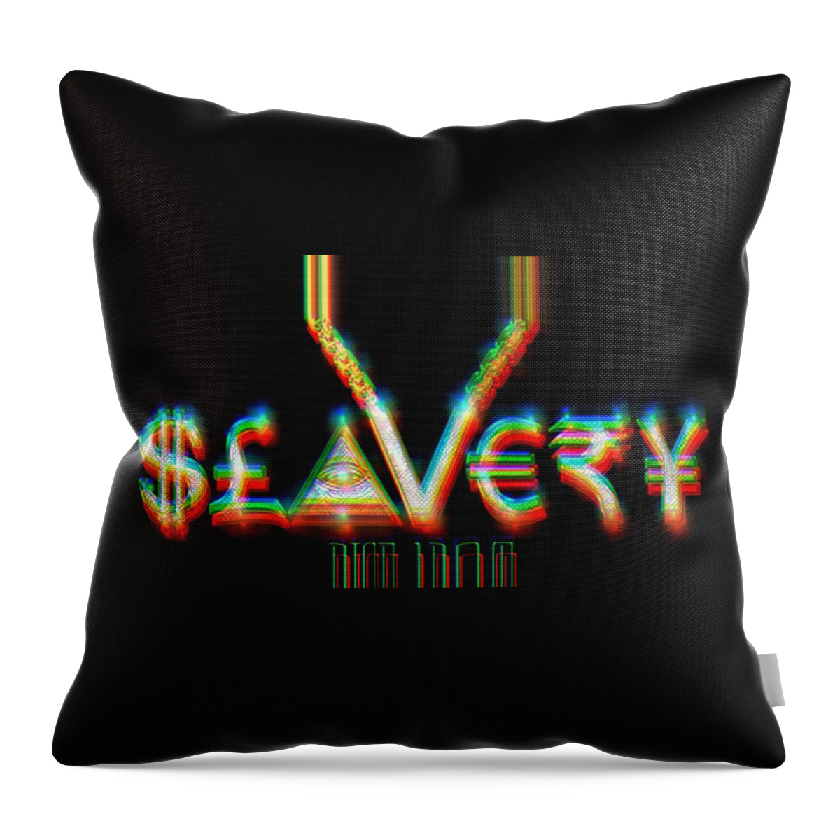 Wunderle Throw Pillow featuring the digital art SLAVERY V.rnbw by Wunderle