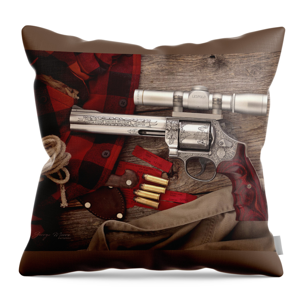 Weapon Throw Pillow featuring the photograph Smith and Wesson 44 Magnum by George Moore
