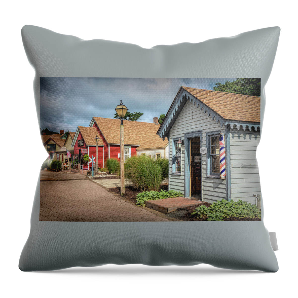 New Jersey Throw Pillow featuring the photograph Smithville Old Barber Shoppe by Kristia Adams
