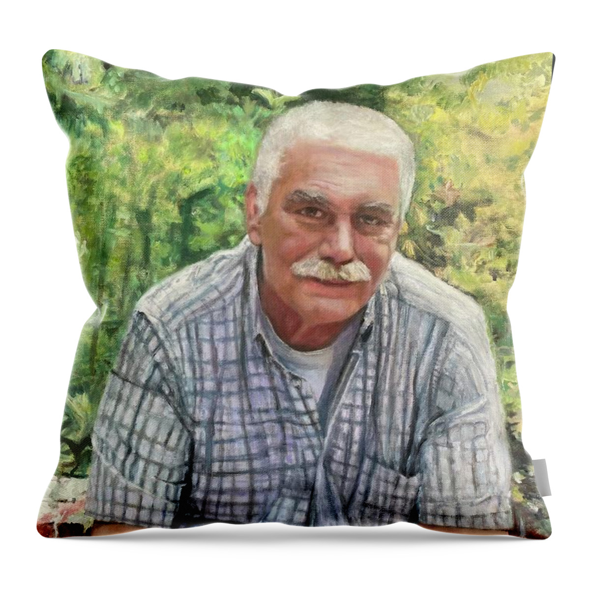Portrait Throw Pillow featuring the painting Smoke Break in Heaven by Jamie Derr