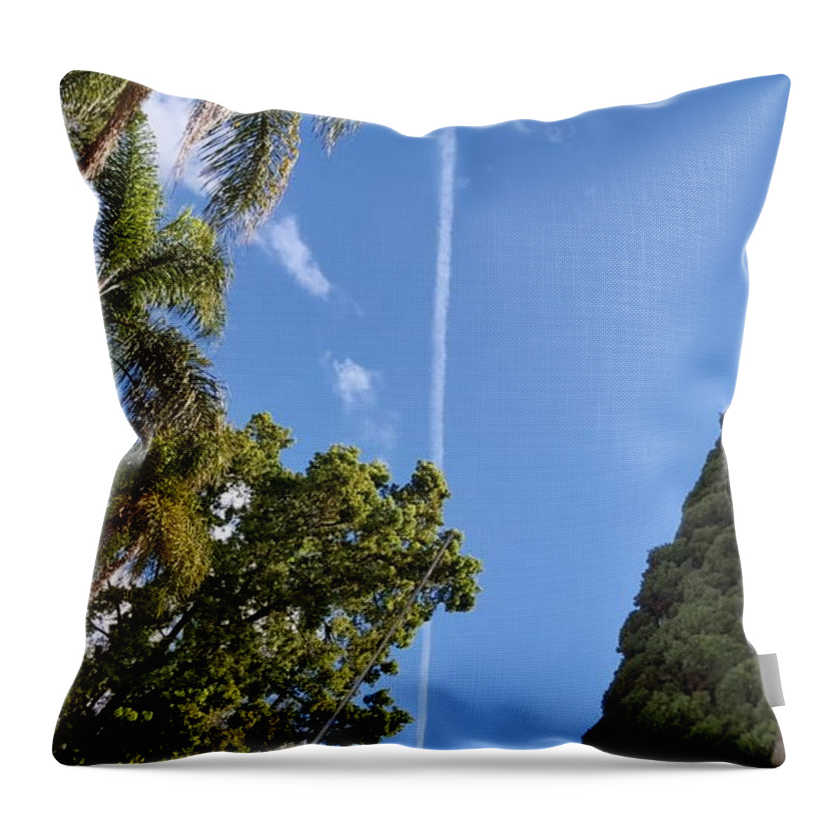 All Throw Pillow featuring the digital art Smoke Line in Sky at Closed Borders Madagascar KN40 by Art Inspirity