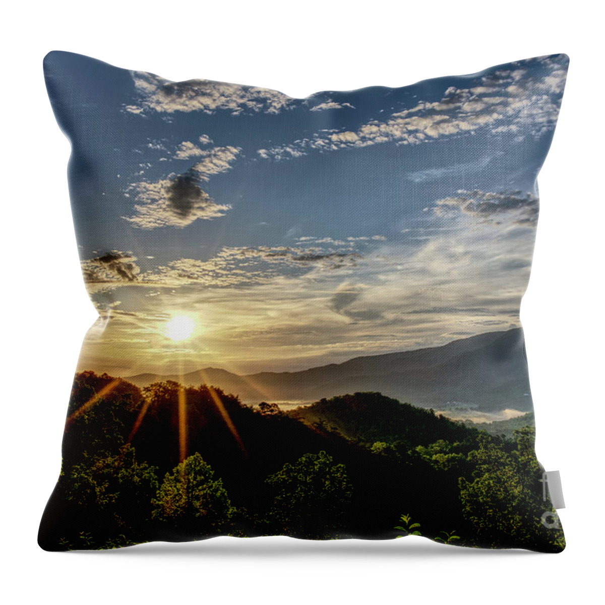 Smoky Mountains Throw Pillow featuring the photograph Smoky Mountain Sunrise 4 by Phil Perkins
