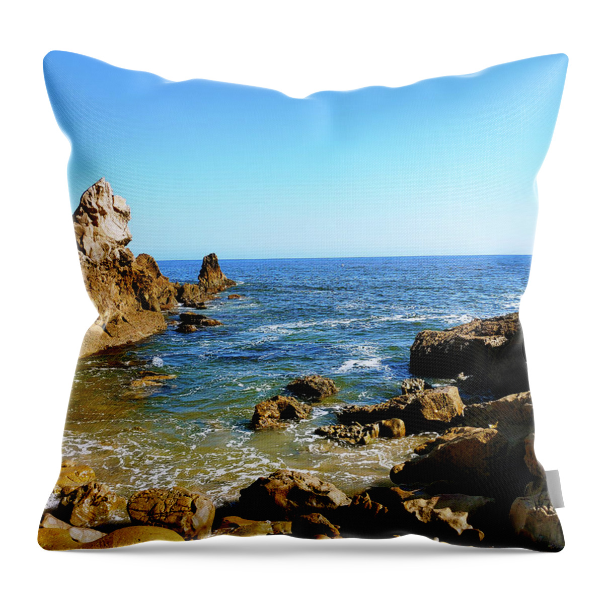 Ocean Throw Pillow featuring the photograph Smooth Rock Waters by Marcus Jones
