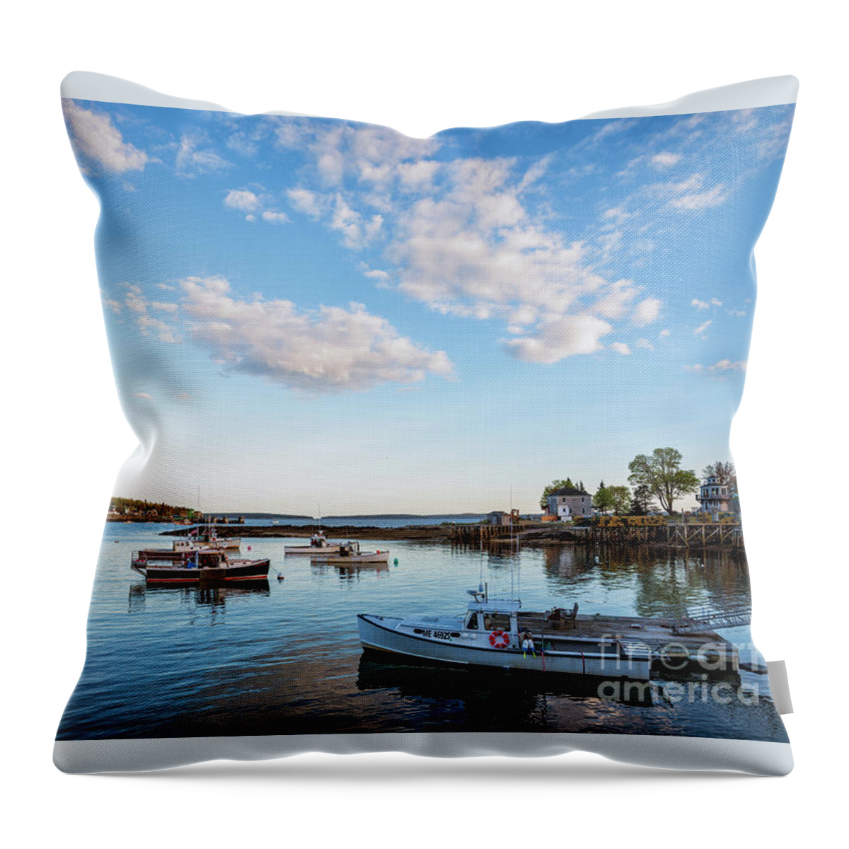 Harbor Throw Pillow featuring the photograph Harbor in Maine by Lorraine Cosgrove