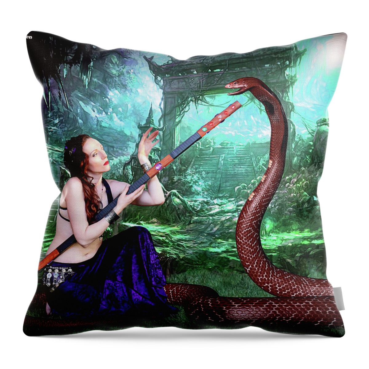  Sorceress Throw Pillow featuring the photograph Snake Charmer by Jon Volden