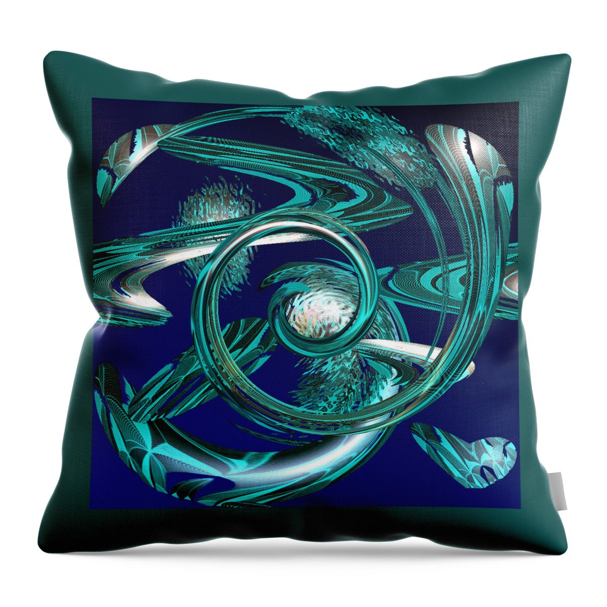 Digital Wall Art Throw Pillow featuring the digital art Snakes Swirl Blue by Ronald Mills