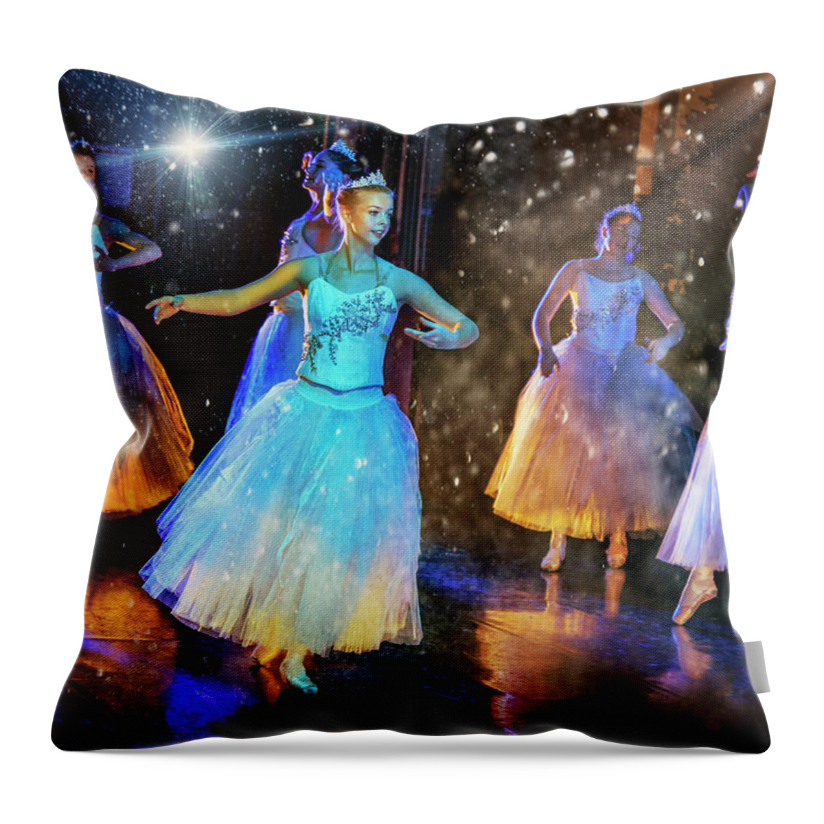 Ballerina Throw Pillow featuring the photograph Snow Dance No. 1 by Craig J Satterlee