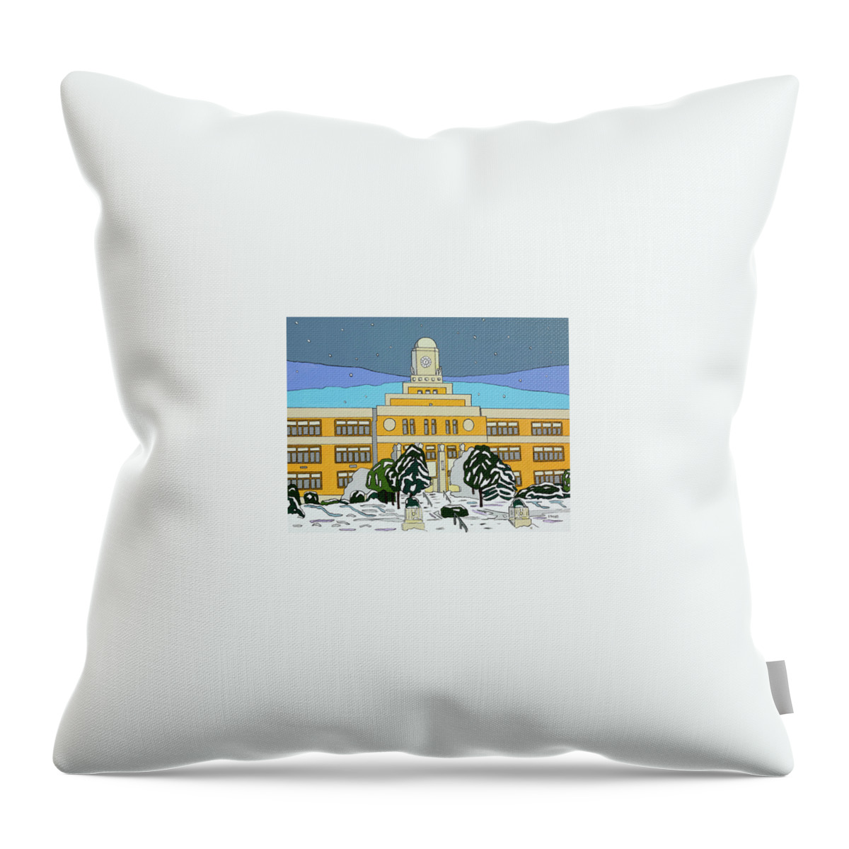 Valley Stream Throw Pillow featuring the painting Snow Day by Mike Stanko