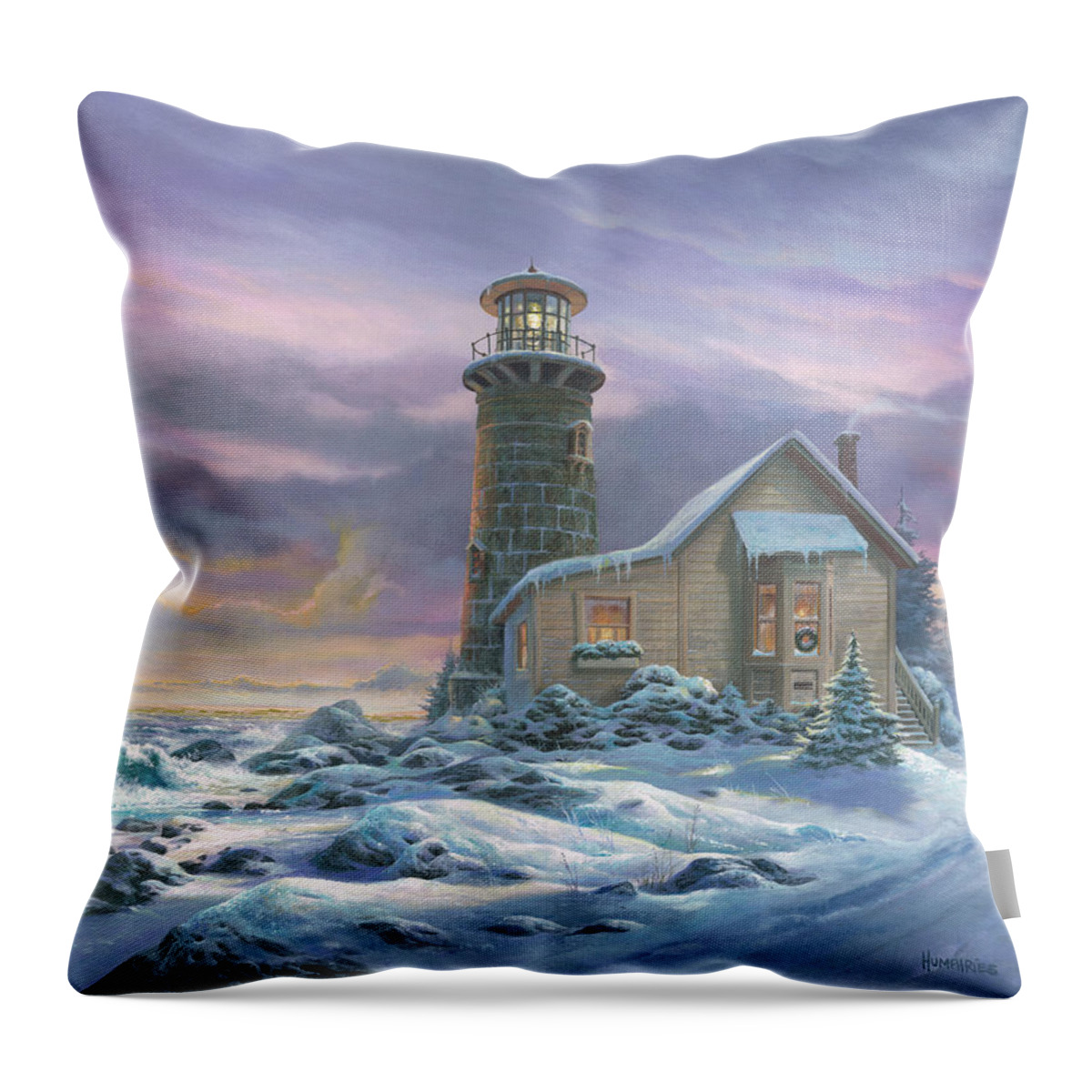 Michael Humphries Throw Pillow featuring the painting Snow Drifts by Michael Humphries