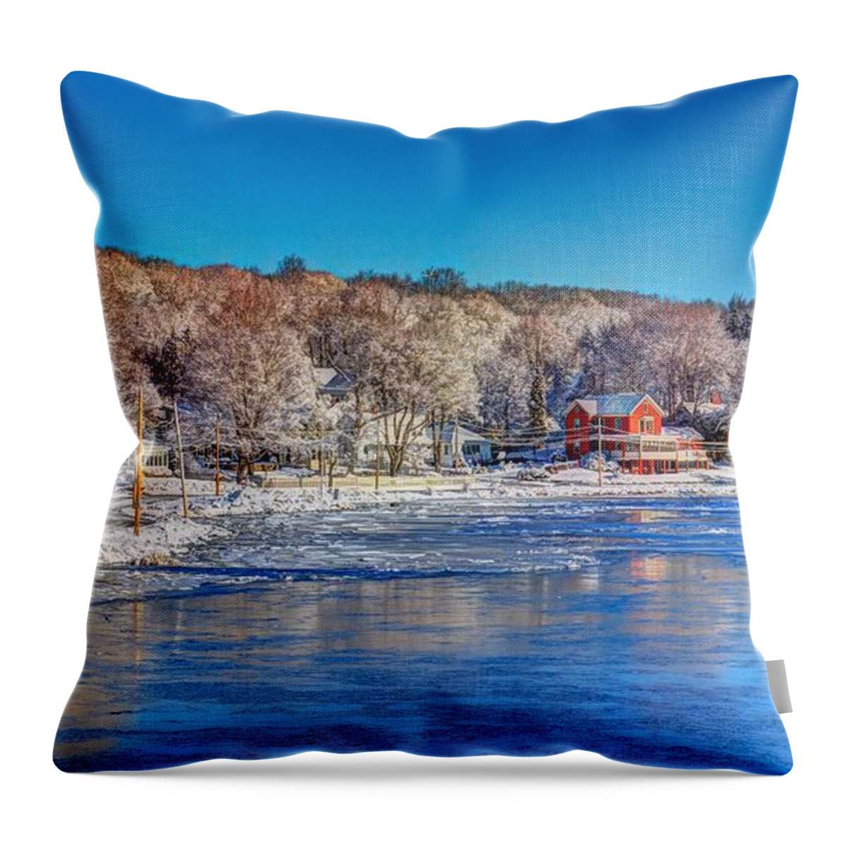 Ipswich Ma 10983 Throw Pillow featuring the photograph Snow in Ipswich by Adam Green