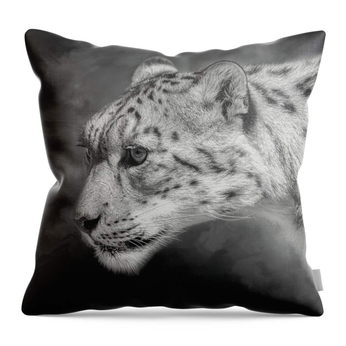 Snow Leopard Throw Pillow featuring the digital art Snow Leopard by Nicole Wilde