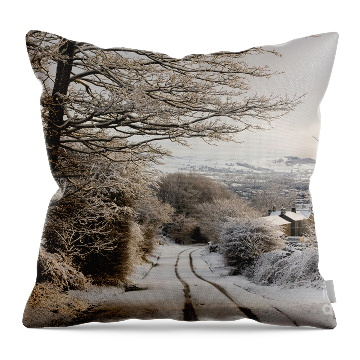 England Throw Pillow featuring the photograph Snow On Skipton Old Road by Tom Holmes Photography