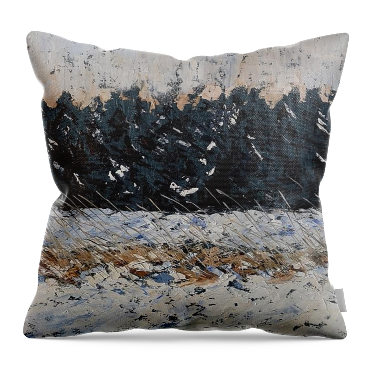Canadian Landscape Throw Pillow featuring the painting Snow by Sheila Romard