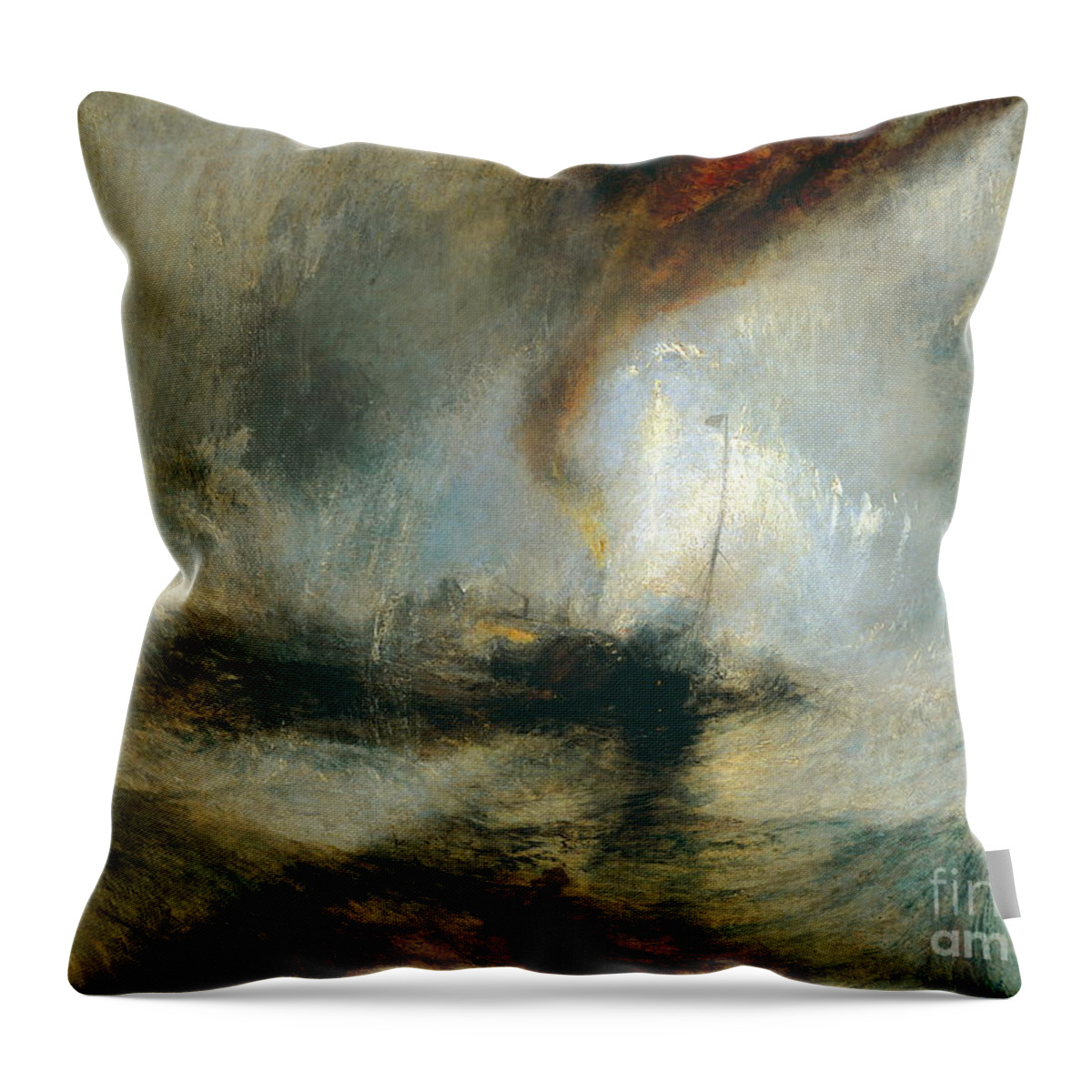 J.m.w. Turner Throw Pillow featuring the painting Snow Storm, Steam-Boat off a Harbour's Mouth by William Turner