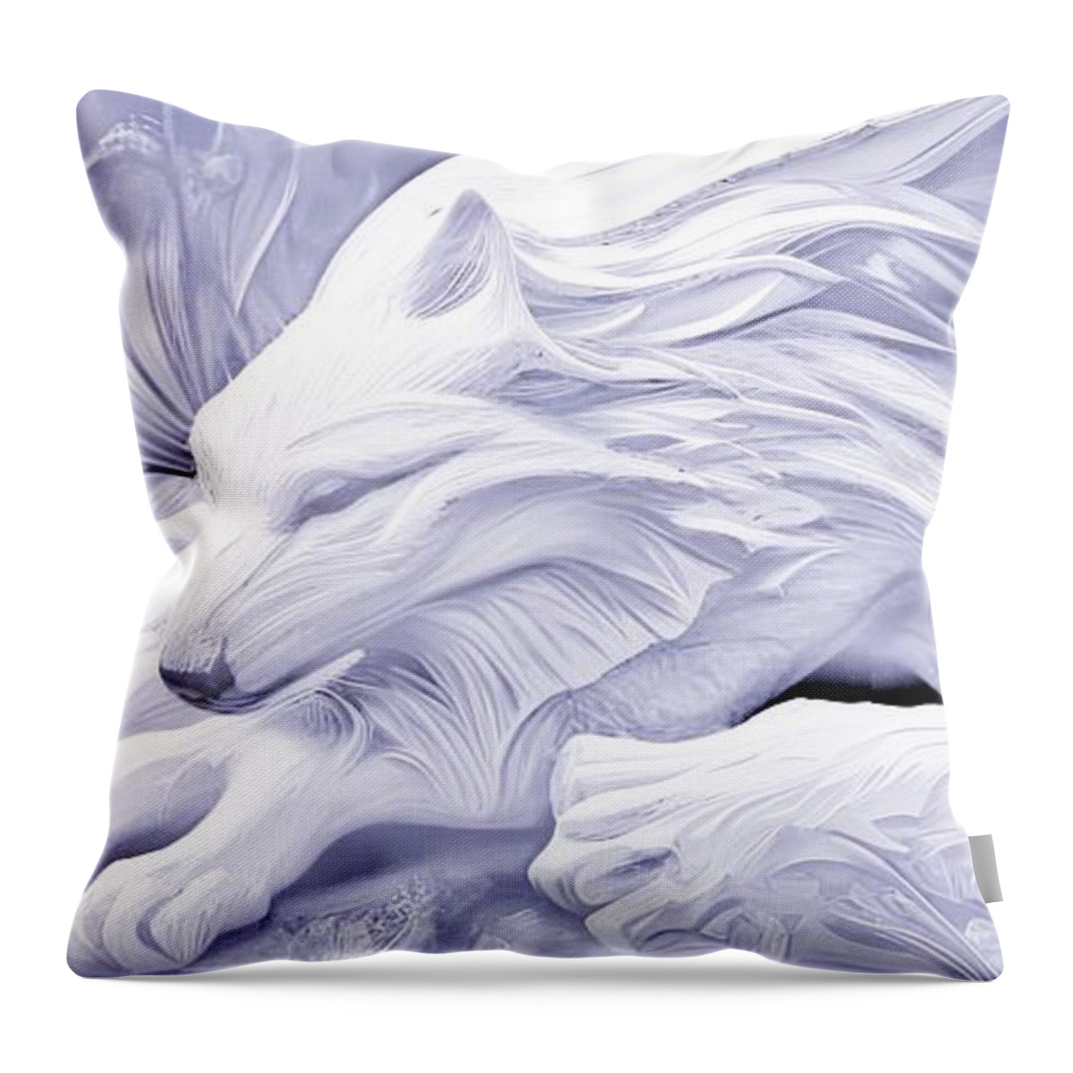 Digital White Snow Wolf Sculpture Throw Pillow featuring the digital art Snow Wolves by Beverly Read