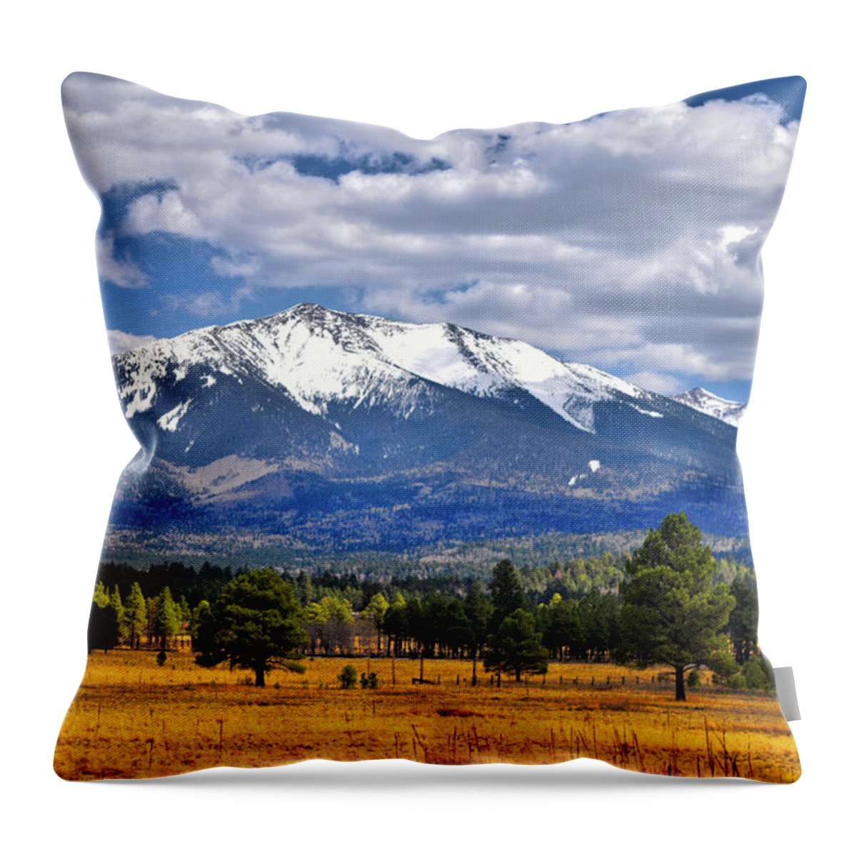 Humphreys Peak Throw Pillow featuring the photograph Snowcapped Humphreys Peak, Flagstaff AZ by Chance Kafka