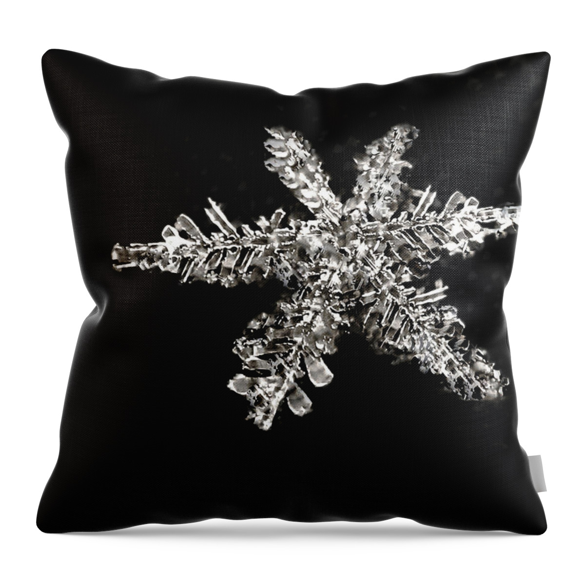 Ice Crystals Throw Pillow featuring the photograph Snowflake by Suzanne Stout