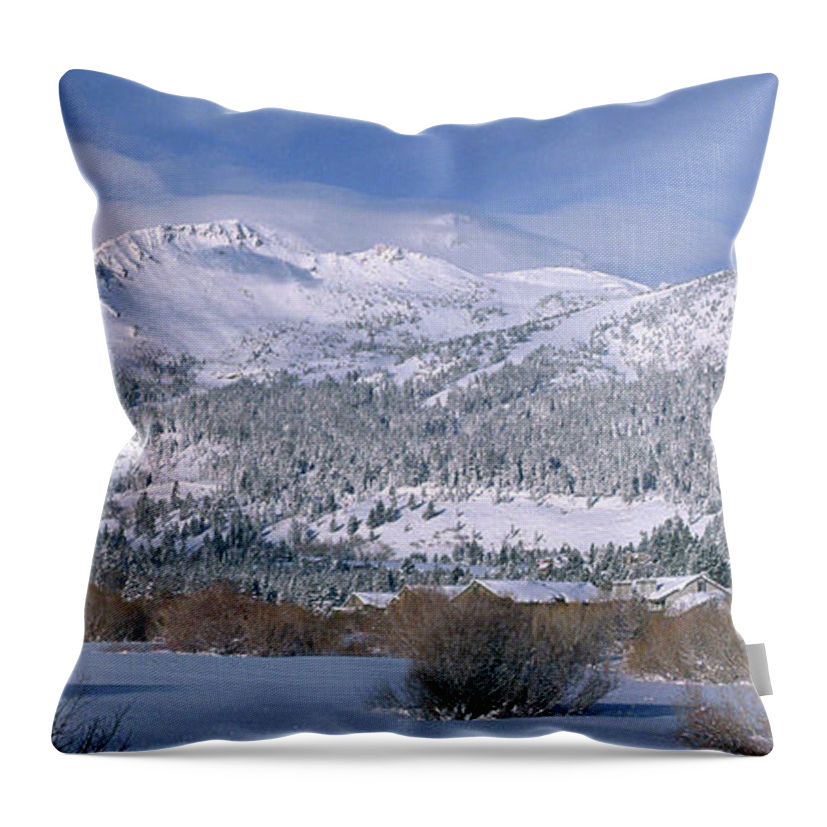Mammoth Mountain Throw Pillow featuring the photograph A Windy Winter Morning - Mammoth Mountain by Bonnie Colgan