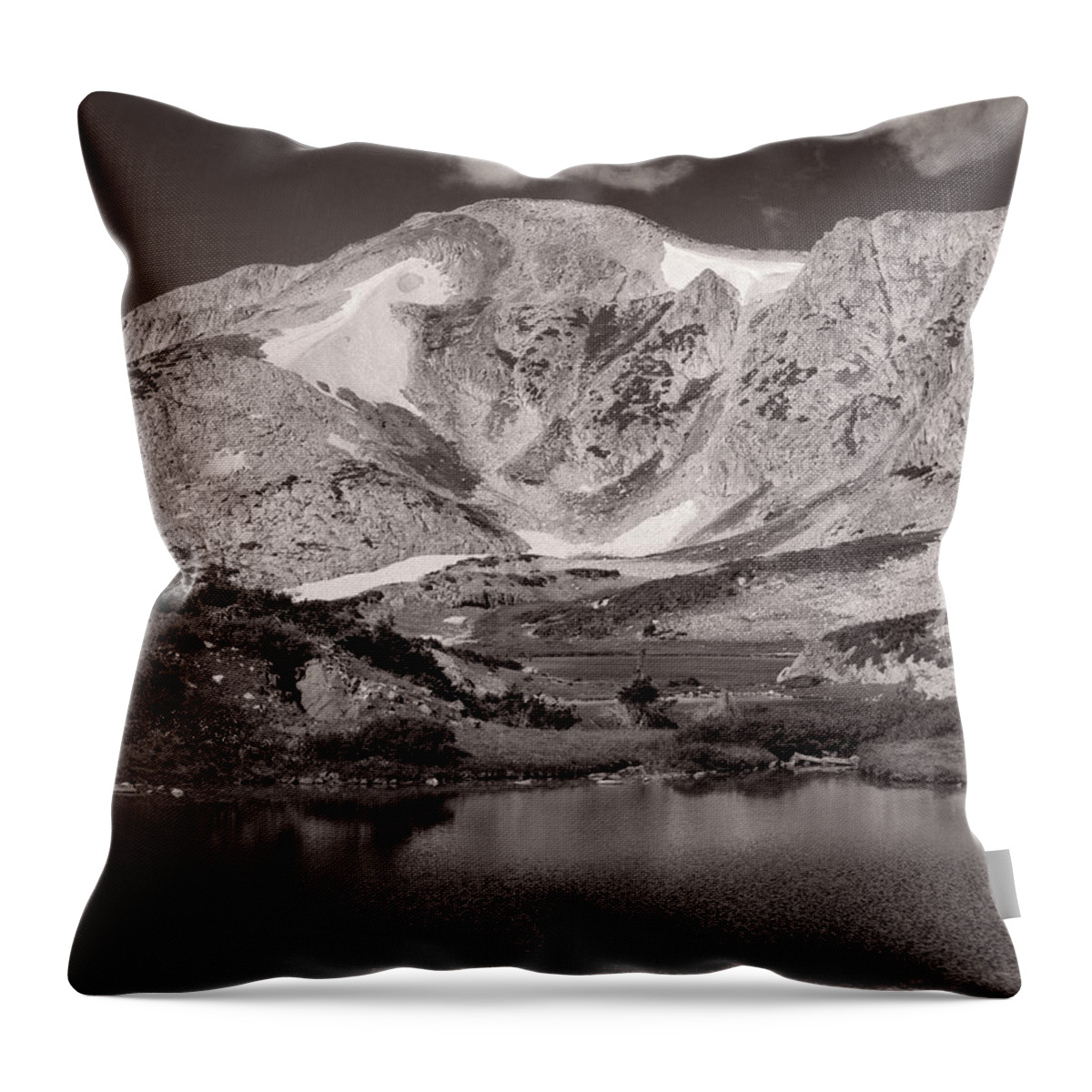 Snowy Range Throw Pillow featuring the photograph Snowy Range Lake, Wyoming by Jeff White