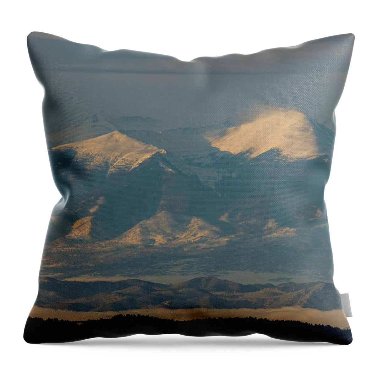 Sangre De Cristo Throw Pillow featuring the photograph Snowy Sunrise on the Sangre by Steven Krull