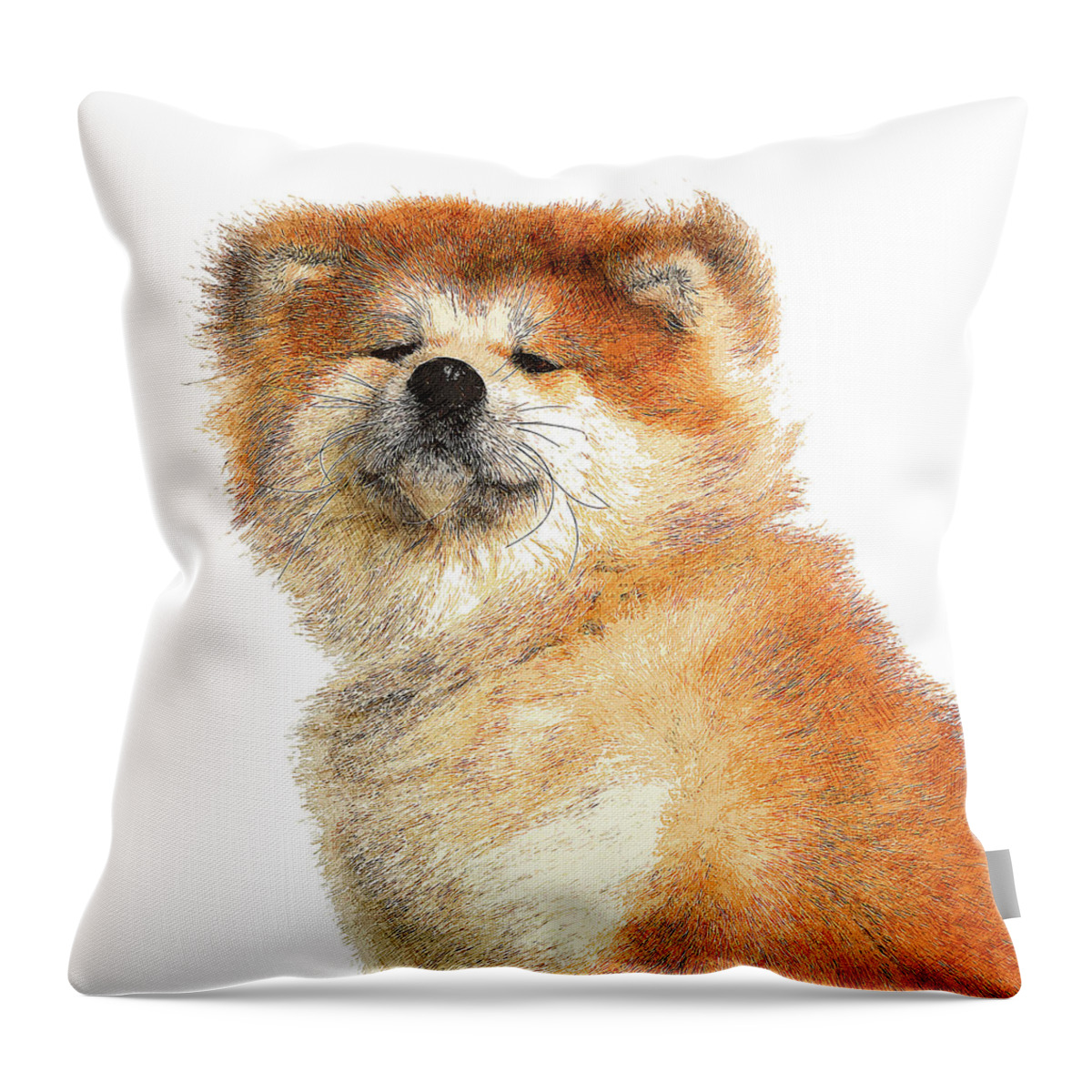 Akita Throw Pillow featuring the painting So Cool, Akita Dog by Custom Pet Portrait Art Studio
