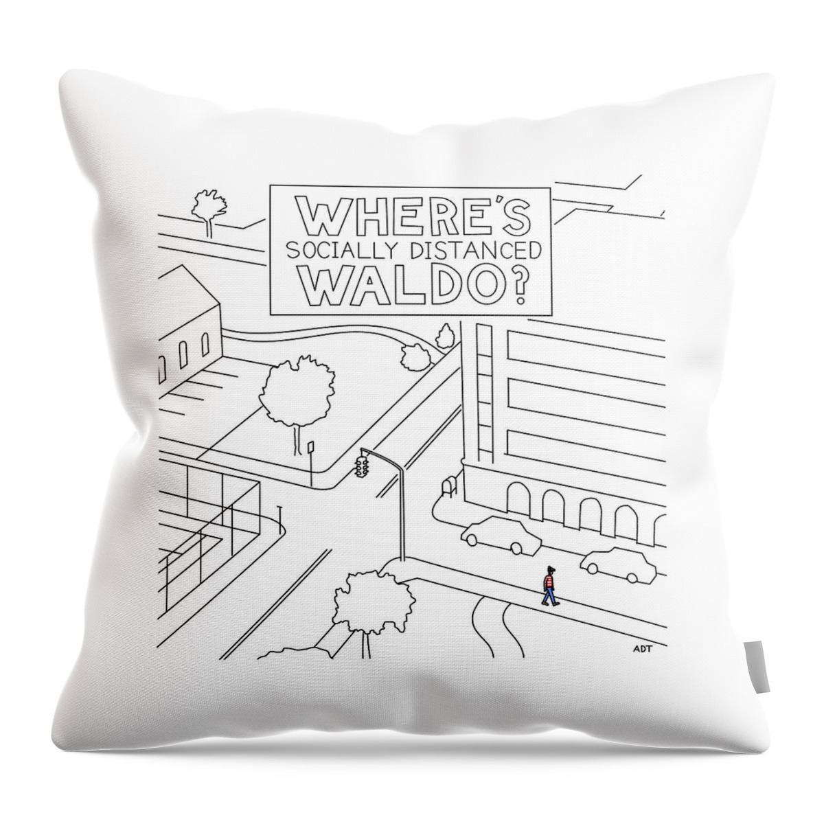 Social Distanced Waldo Throw Pillow