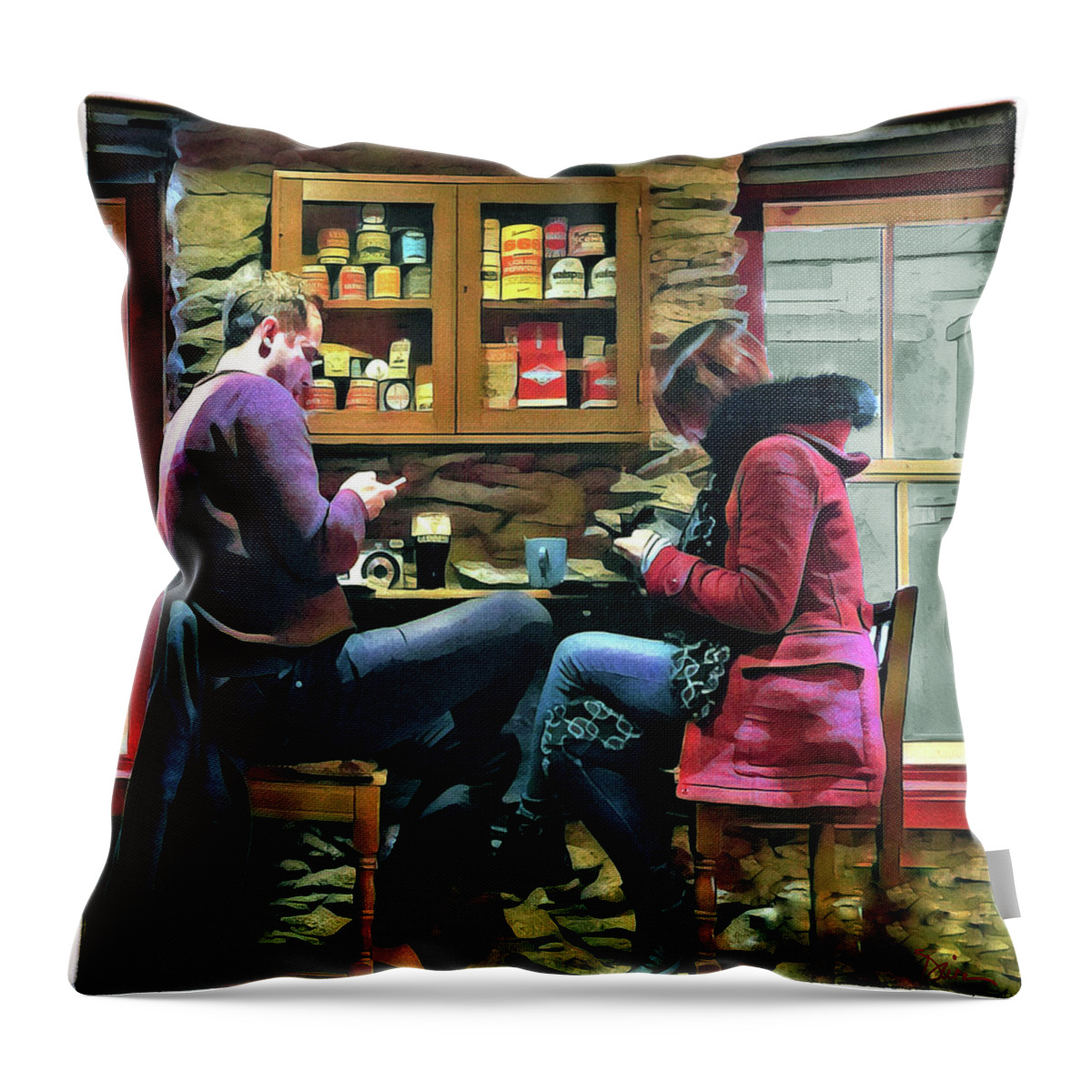 Pub Throw Pillow featuring the photograph Social Distancing In Ireland by Peggy Dietz